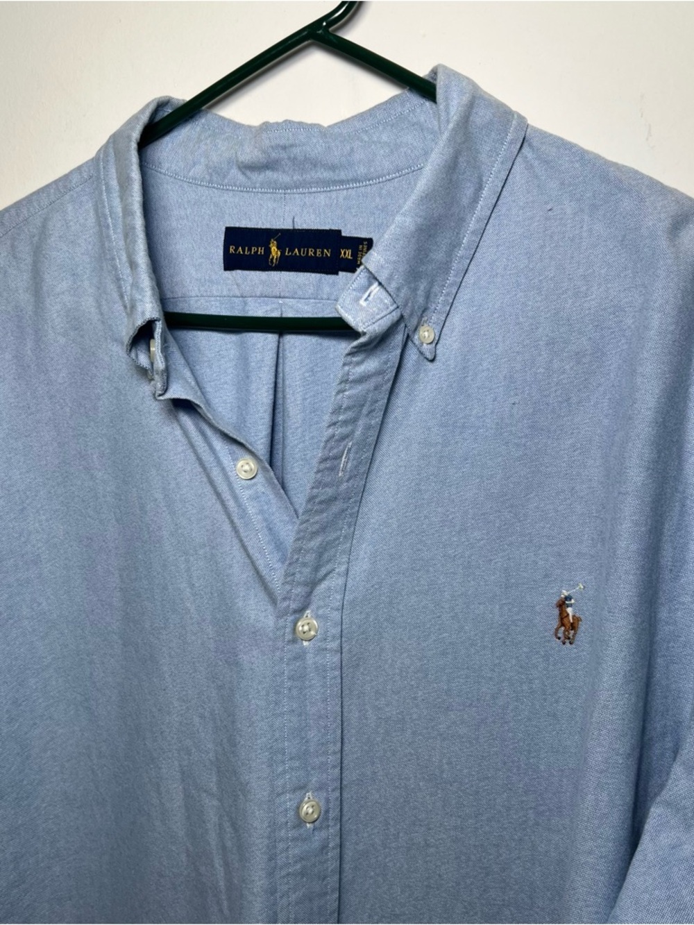 Ralph Lauren Men’s Light Blue Oxford Button Down Shirt XXL Pony Logo Classic Fit - Picture 8 of 13